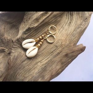Gold Colored Cowrie Shell Earrings